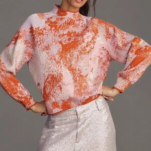 Anthropologie ~ The Beatriz Mock-Neck Sweater: Lurex Edition Sz 1X